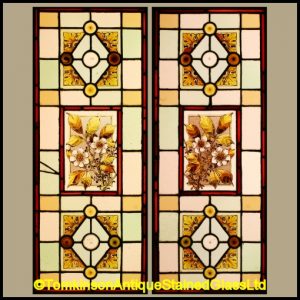 Pair Stained Glass Door Panels