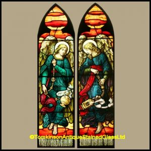 Pair of Lancet Stained Glass Windows