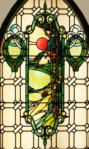 Art Nouveau Stained Glass Window For Sale